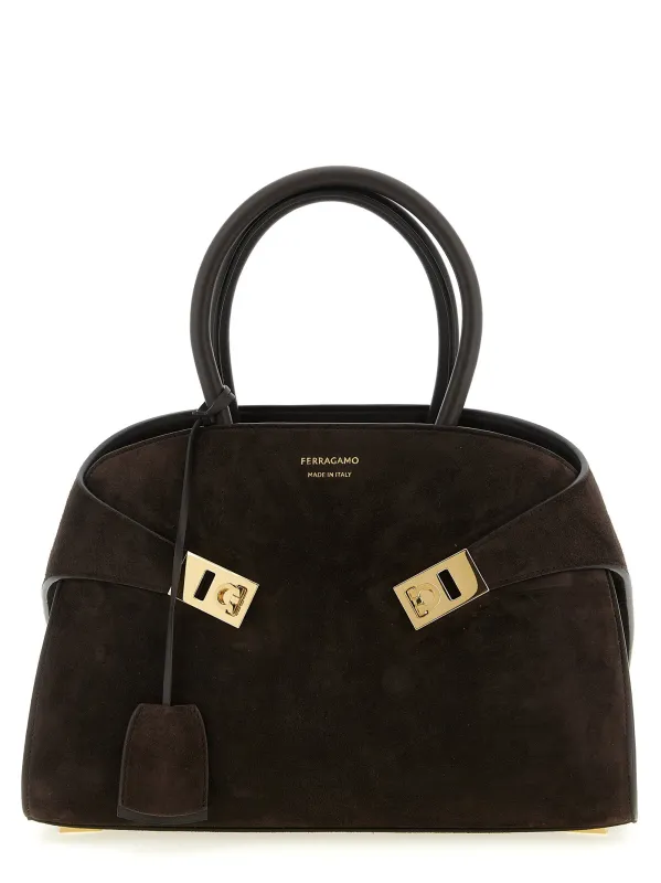 Hug Th S Hand Bags Brown made by Salvatore Ferragamo