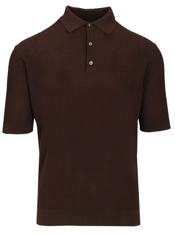 Pique Polo Shirt Brown made by Filippo de Laurentiis