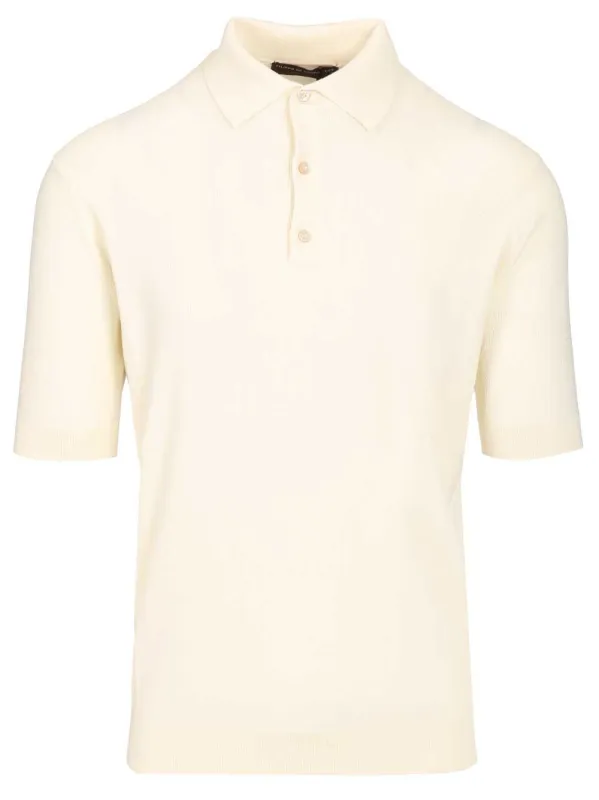 Pique Polo Shirt White made by Filippo de Laurentiis