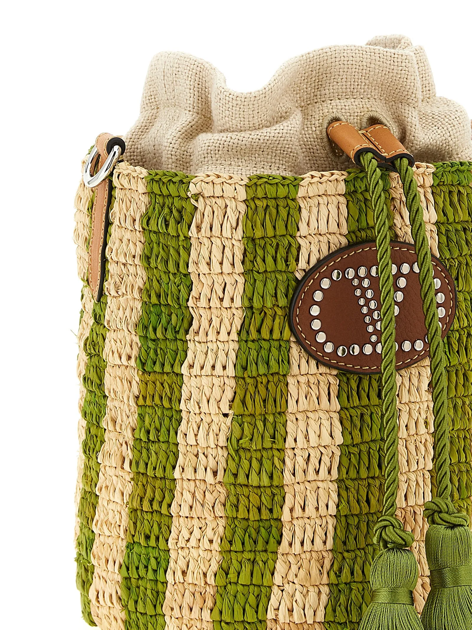 Valentino Garavani Raffia Small Bucket Bag Shoulder Bags Green sold by Wanan Luxury product image thumbnail 3