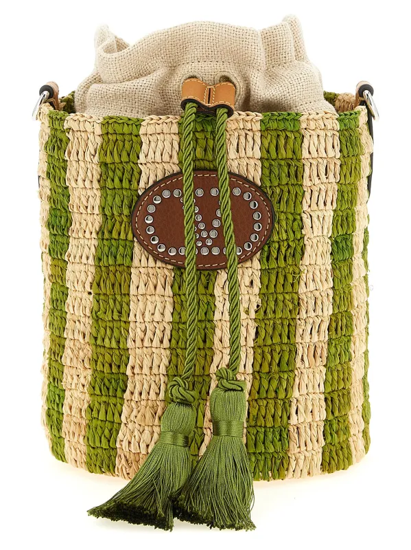 Valentino Garavani Raffia Small Bucket Bag Shoulder Bags Green made by Valentino Garavani