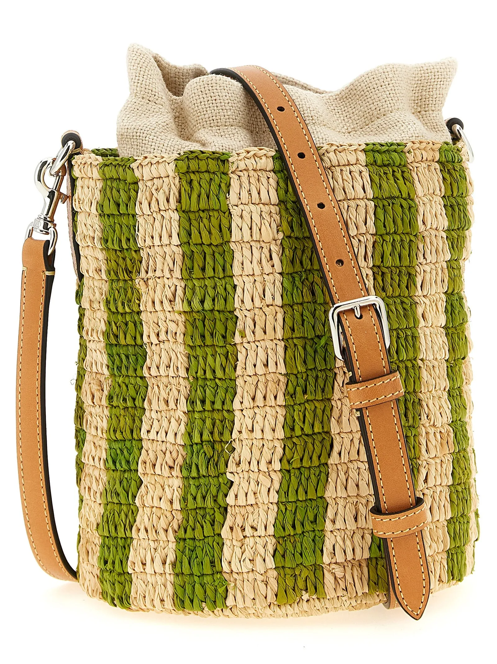 Valentino Garavani Raffia Small Bucket Bag Shoulder Bags Green sold by Wanan Luxury product image thumbnail 2