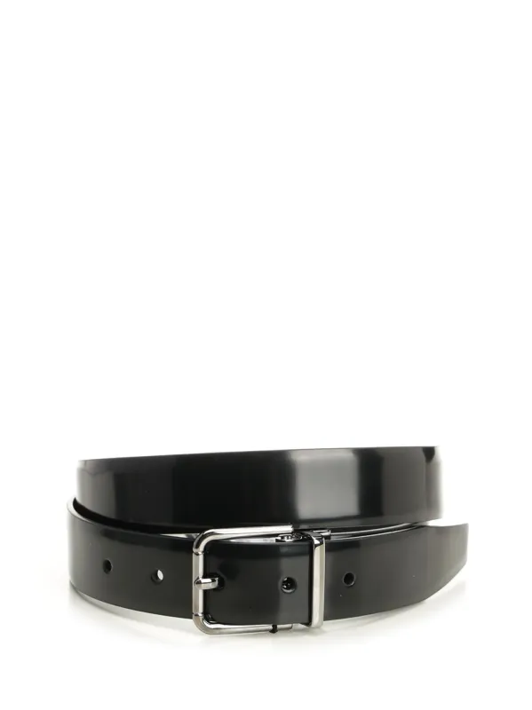 Polished Brushed Leather Belt Belts Black made by Dolce & Gabanna