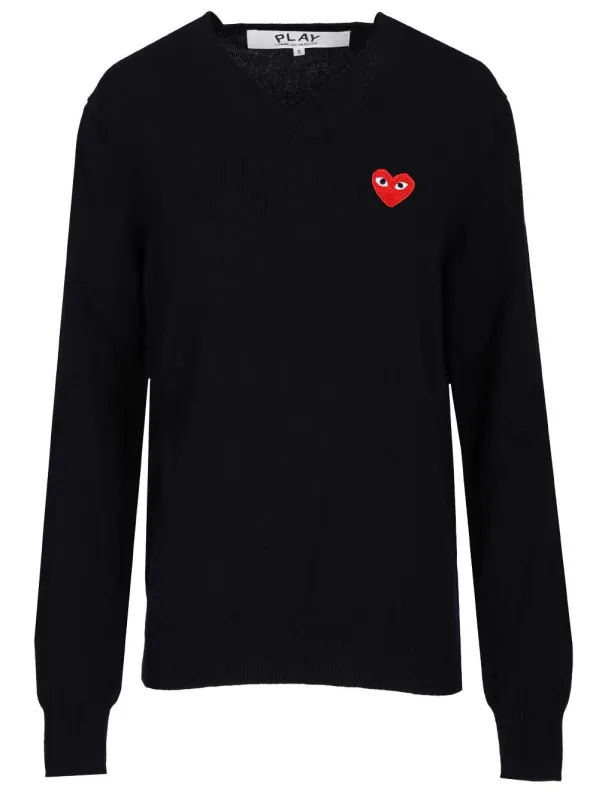 Crew Neck Wool Sweater Knitwear Blue made by Comme des Garcons PLAY