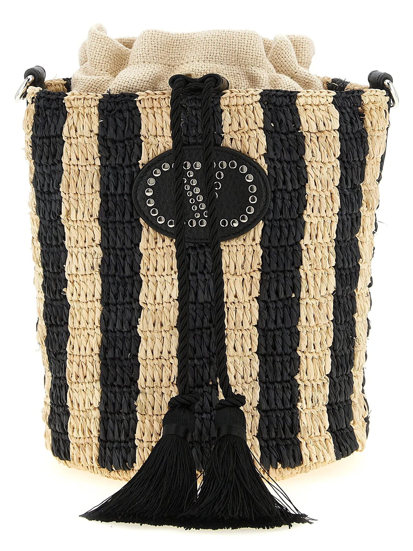 Valentino Garavani Raffia Small Bucket Bag Shoulder Bags Black sold by Wanan Luxury