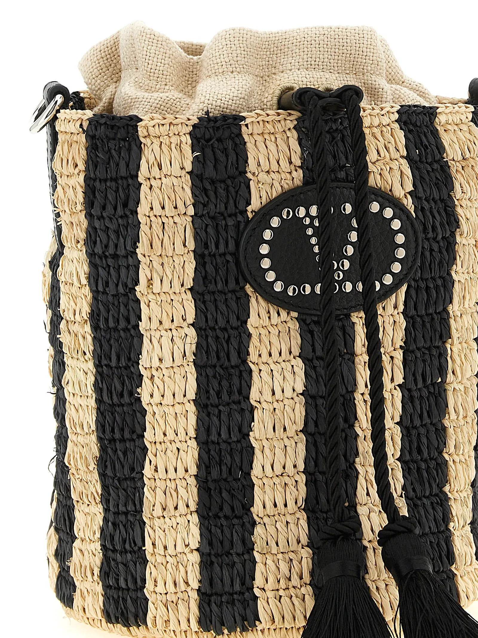 Valentino Garavani Raffia Small Bucket Bag Shoulder Bags Black sold by Wanan Luxury product image thumbnail 3