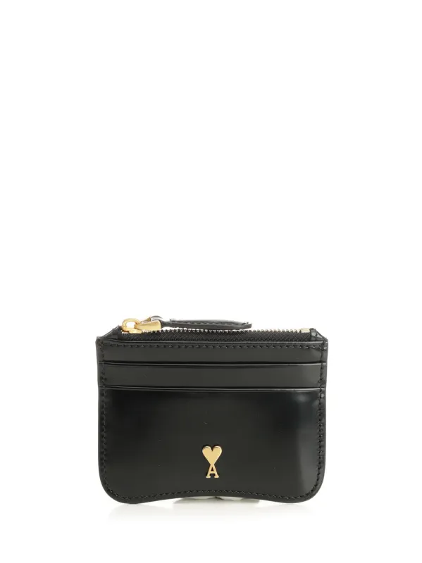 Paris Paris Zipped Card Holder Wallets Black made by Ami