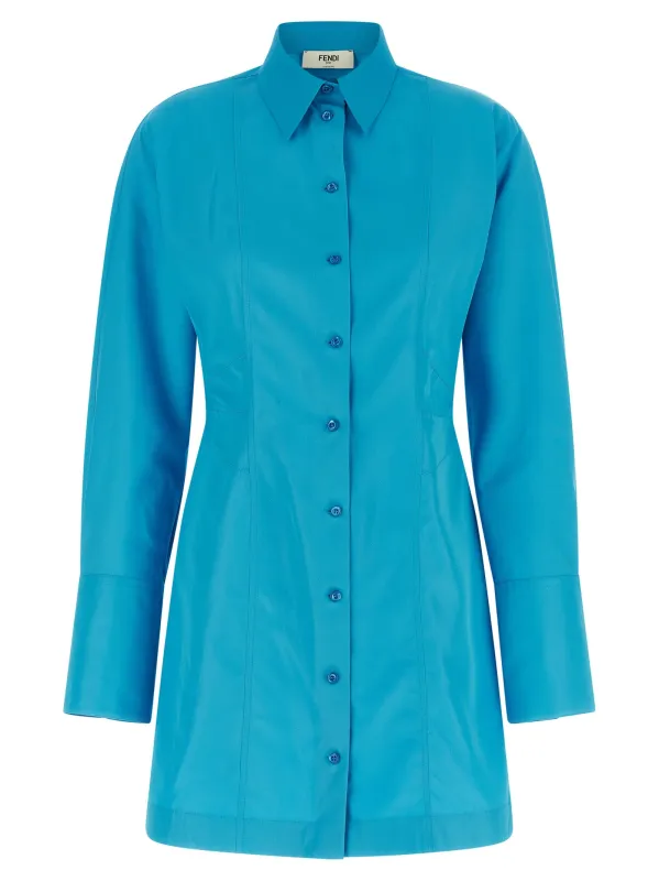 Viscose Techno Dress Dresses Light Blue made by Fendi
