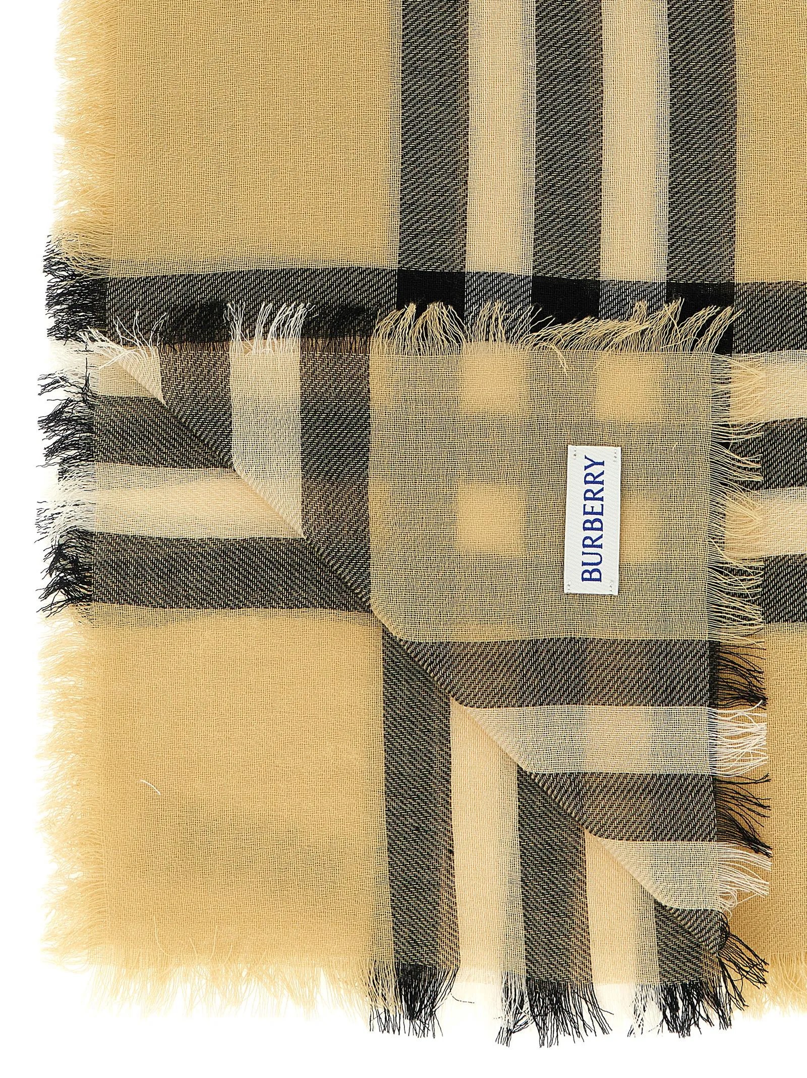 Check Wool Scarf Scarves And Foulards Beige sold by Wanan Luxury product image thumbnail 3