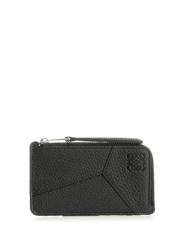 Puzzle Card Holder With Coin Purse Wallets Black made by Loewe