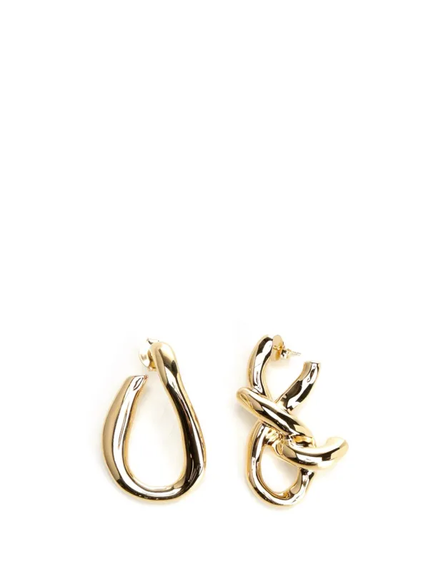 Chain Link Golden Asymetrical Earrings Jewelry Gold made by Givenchy