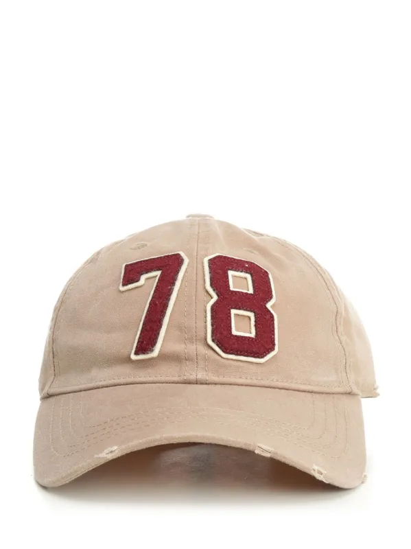 Journey Baseball Cap/ Washed Canvas/ 78 Patch Hats Beige made by Golden Goose