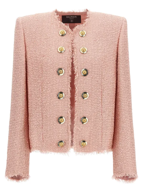 Sequin Tweed Blazer Blazers Pink made by Balmain
