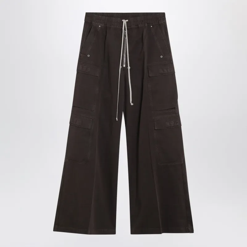 Dark Powder Grey Nylon Double Cargo Jumbo Belas Trousers made by Rick Owens