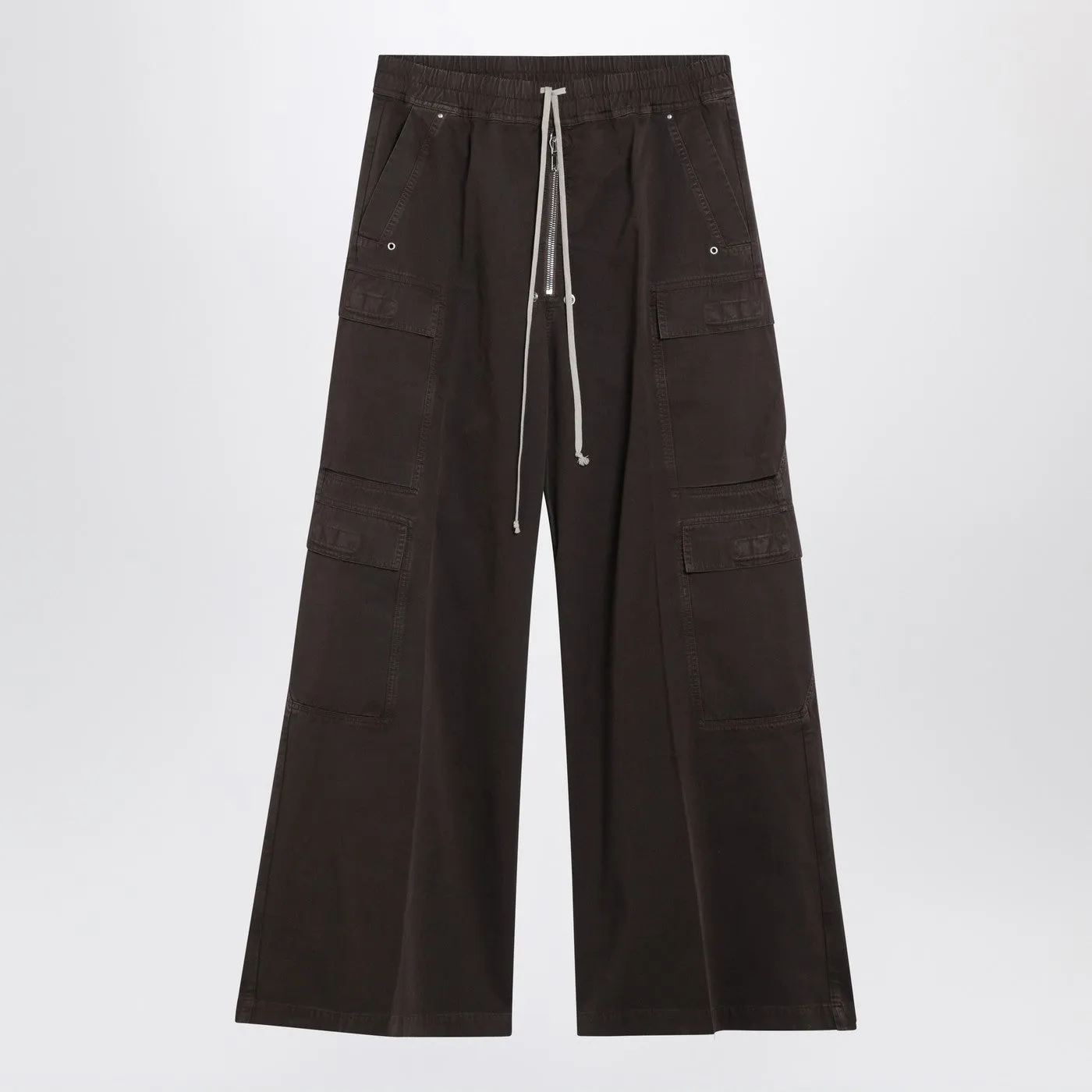Dark Powder Grey Nylon Double Cargo Jumbo Belas Trousers sold by Wanan Luxury