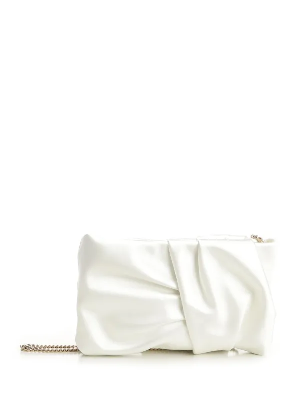 Black Satin Clutch Clutches White made by Jimmy Choo