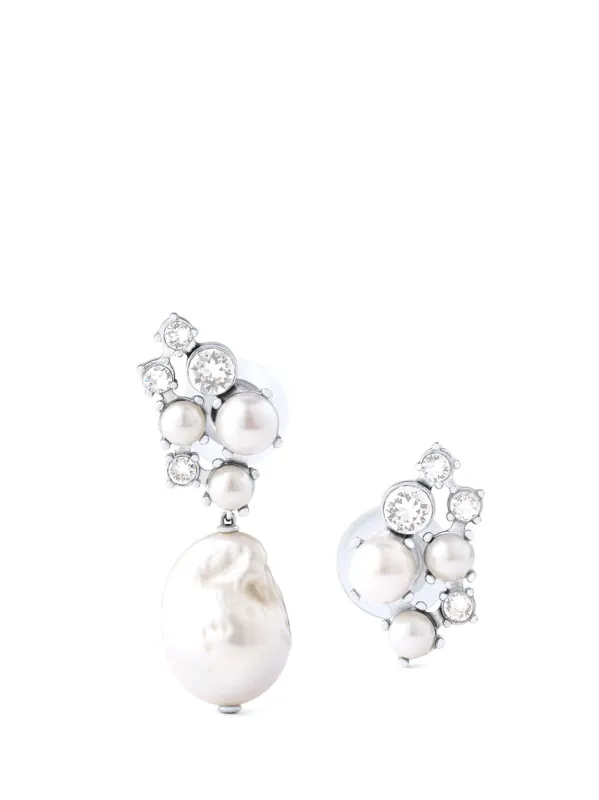 Crystal Pearl Mixed Silvery Earrings Jewelry Silver made by Givenchy