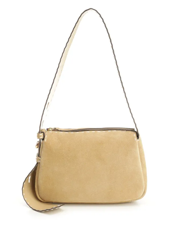 Romy Suede Pick Stitch Small Shoulder Bag Crossbody Bags Beige made by Tory Burch