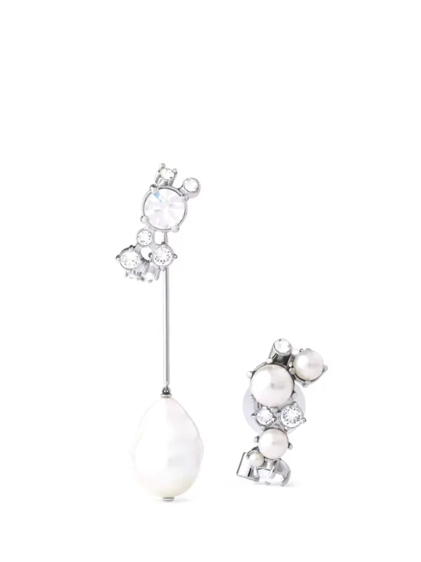 Crystal Pearl Silvery Hoops Earrings Jewelry Silver made by Givenchy