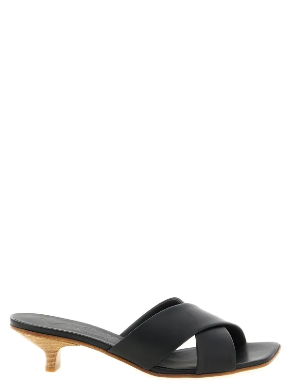 Leather Mules Sandals Black made by Vicini
