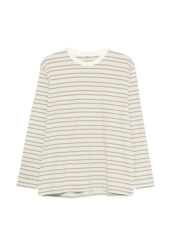 Striped Cotton T-Shirt made by Auralee
