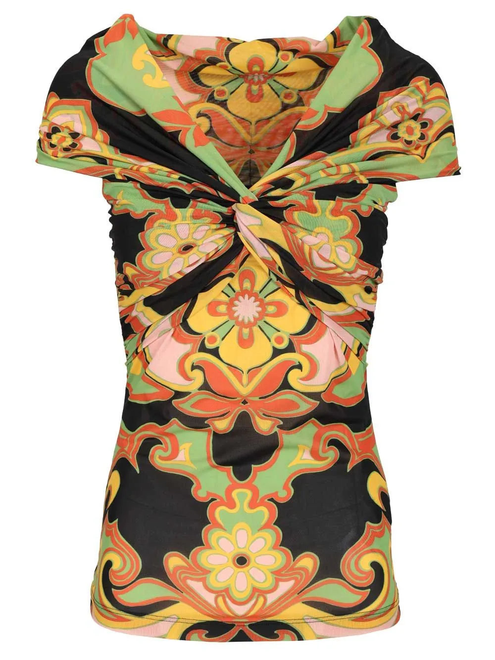 Printed Body With Bart Neckline Tops Multicolor sold by Wanan Luxury