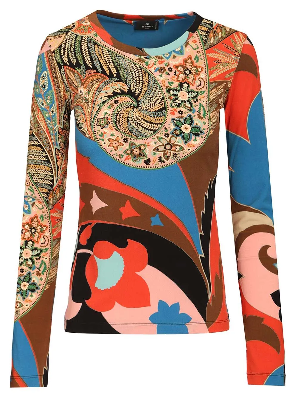 Long-Sleeved Top With Paisley Print Tops Multicolor sold by Wanan Luxury