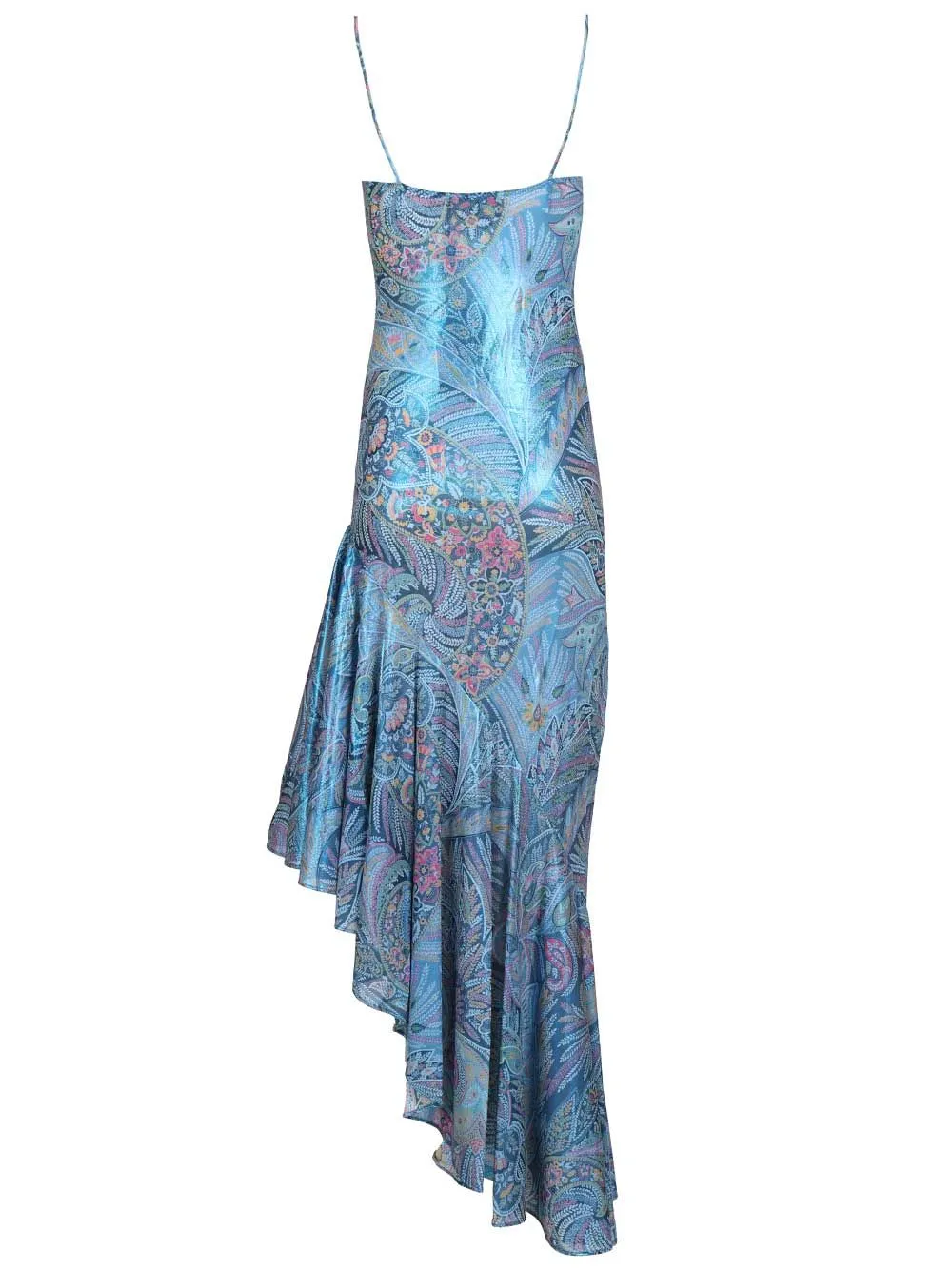 Asymmetrical Dress With Ruffles And Paisley Print Dresses Blue sold by Wanan Luxury product image thumbnail 2