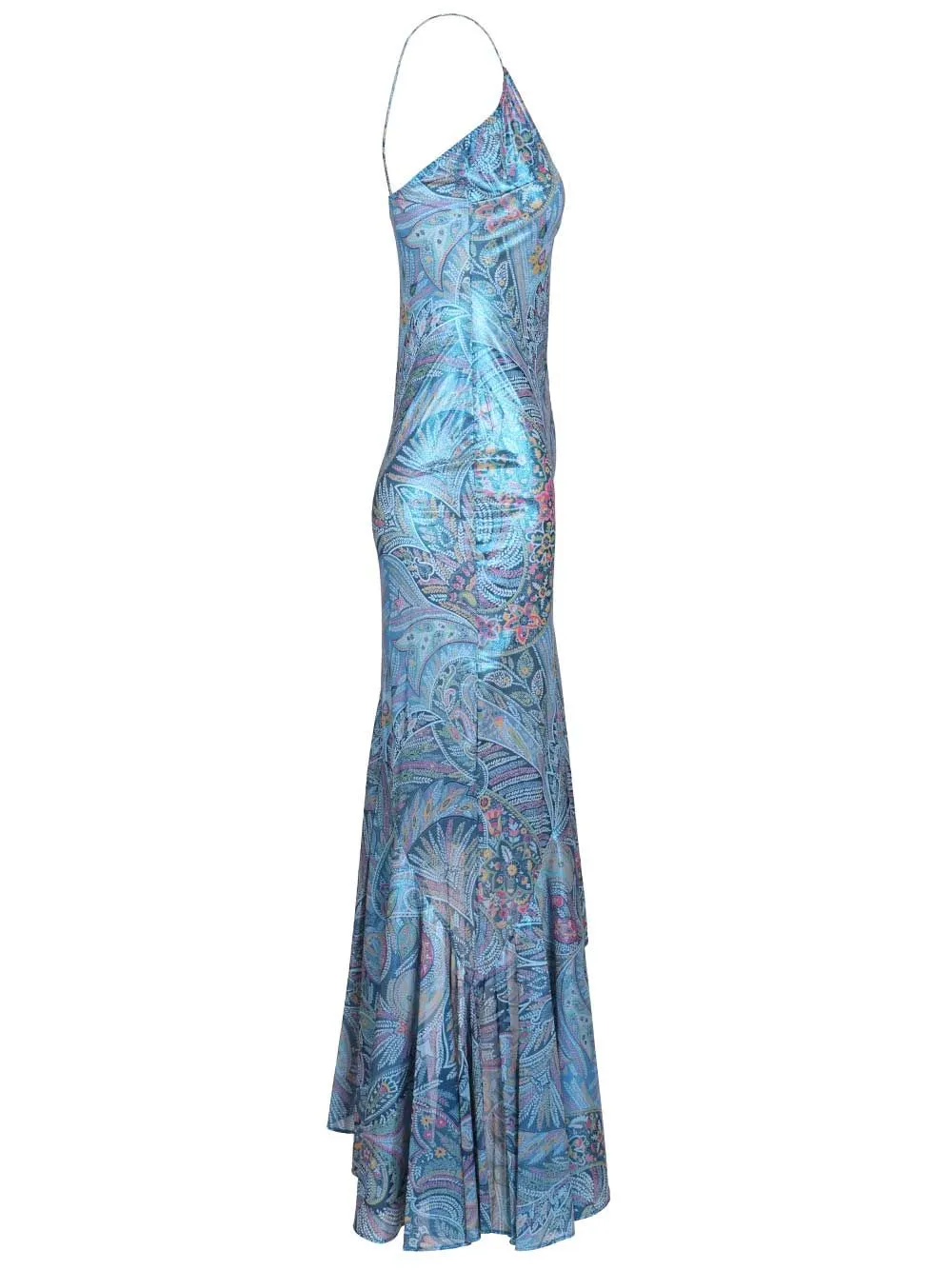 Asymmetrical Dress With Ruffles And Paisley Print Dresses Blue sold by Wanan Luxury product image thumbnail 3