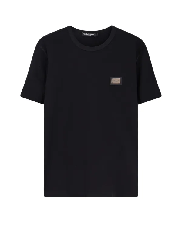 Cotton T-Shirt With Logo Patch made by Dolce & Gabanna