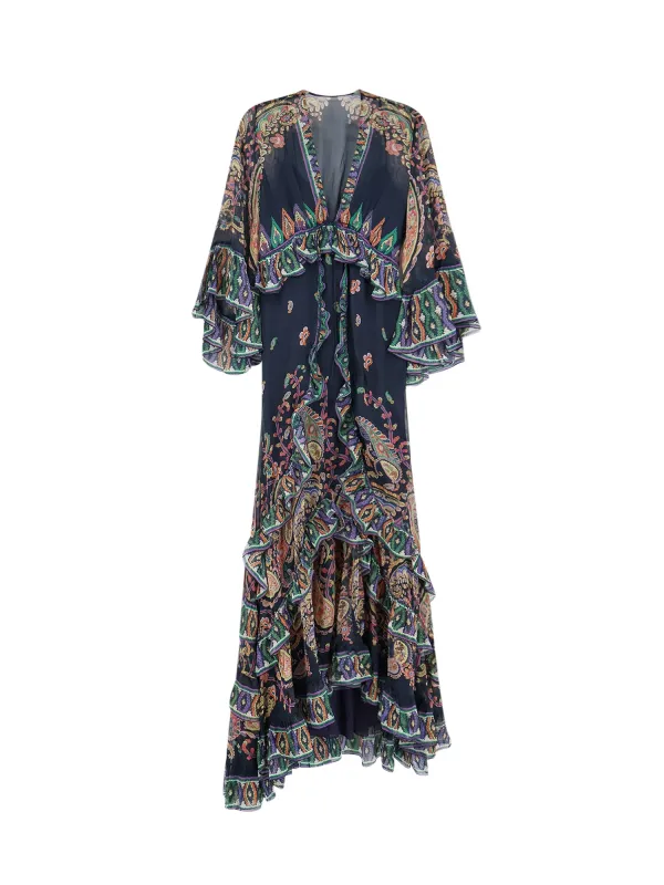 Multicolor Silk Long Dress made by Etro