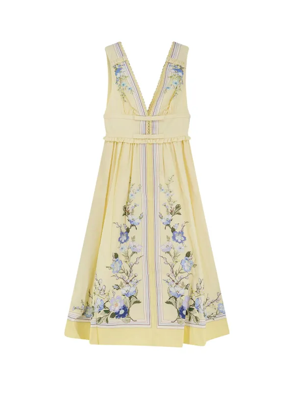 Long Cotton Dress With Floral Print made by Self-Portrait