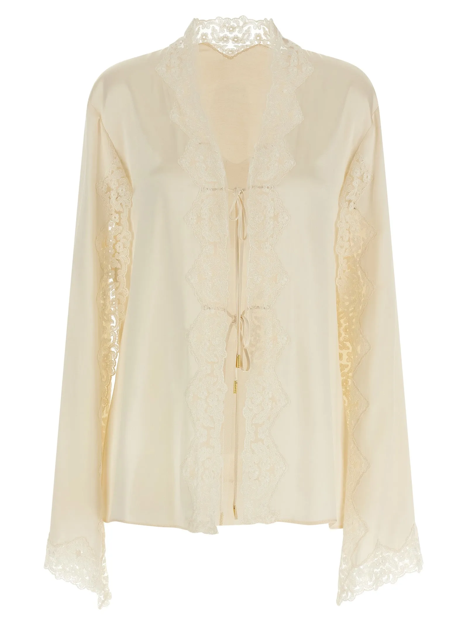 Satin And Lace Shirt Shirt And Blouse Beige sold by Wanan Luxury