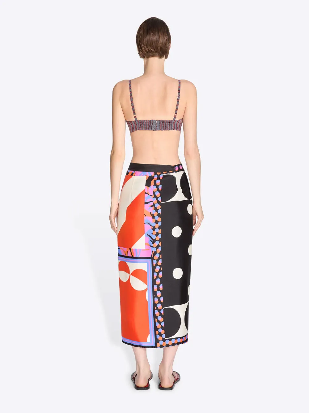 Contrast Graphic-Print Silk Wrap Scarf-Skirt sold by Wanan Luxury product image thumbnail 3