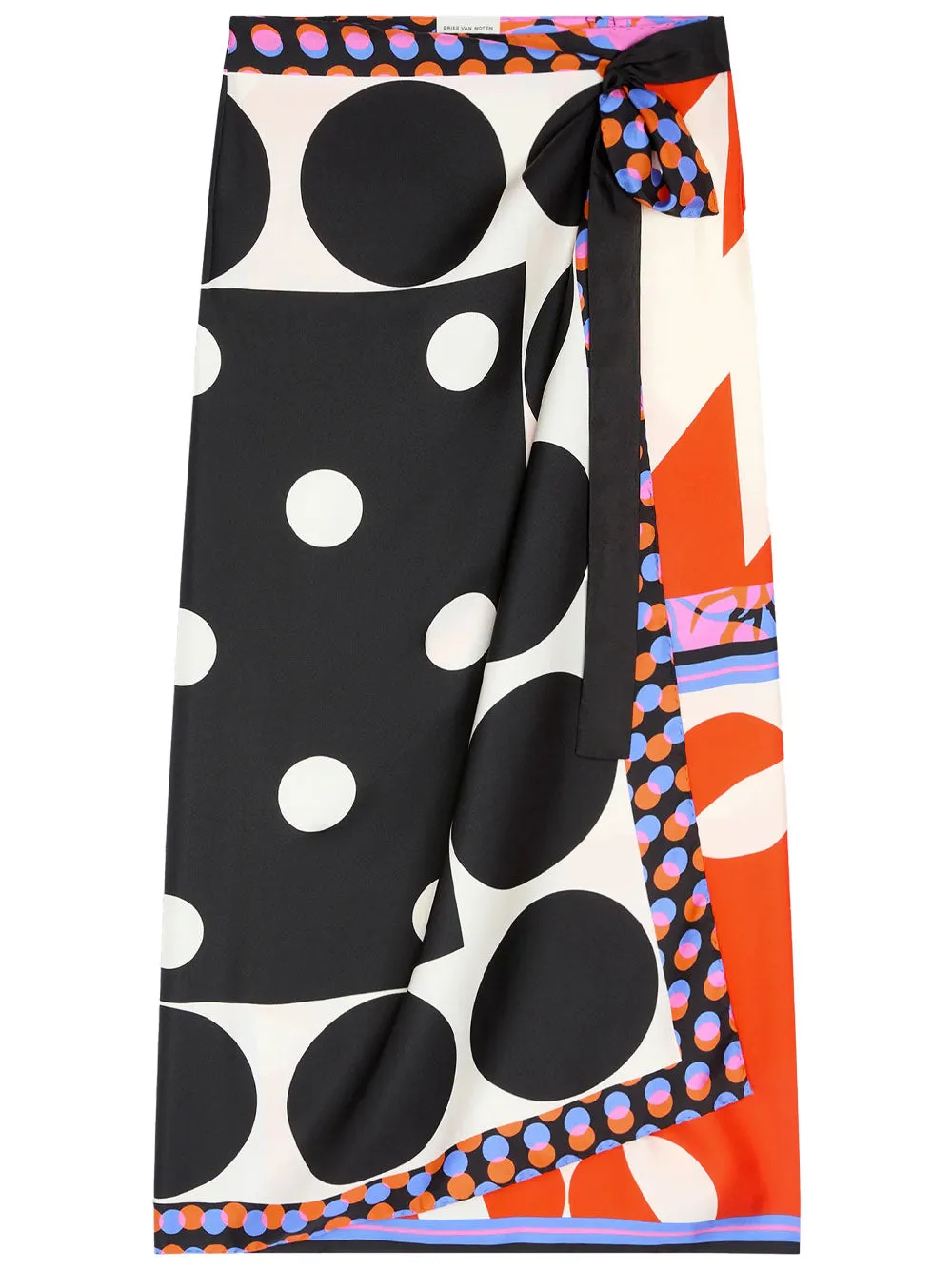 Contrast Graphic-Print Silk Wrap Scarf-Skirt sold by Wanan Luxury