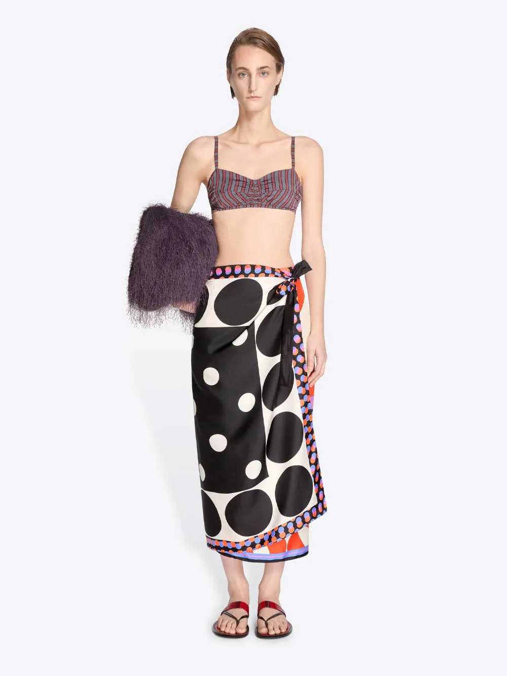 Contrast Graphic-Print Silk Wrap Scarf-Skirt sold by Wanan Luxury product image thumbnail 2