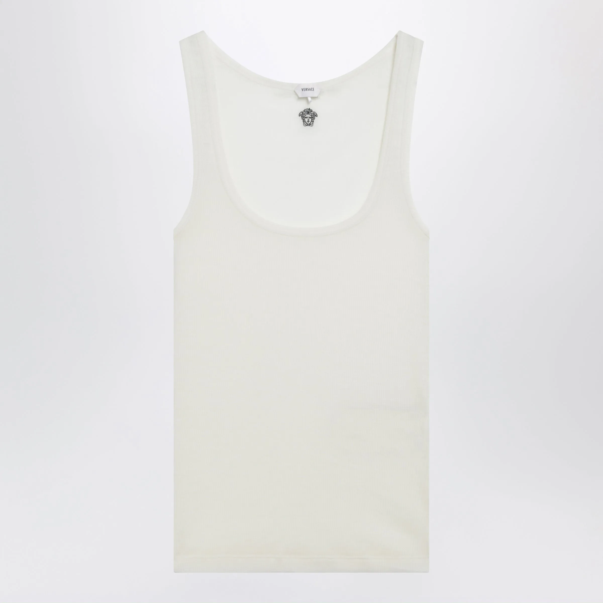 Cream Wool Tank Top With Logo Embroidery sold by Wanan Luxury