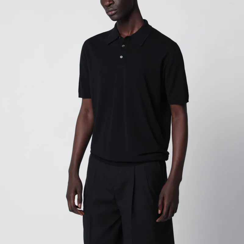 Black Regular Cotton Polo made by Roberto Collina