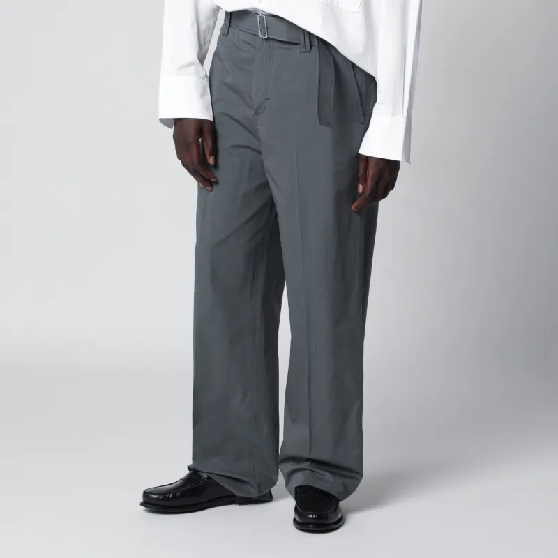 Grey Cotton And Silk Trousers made by Lardini