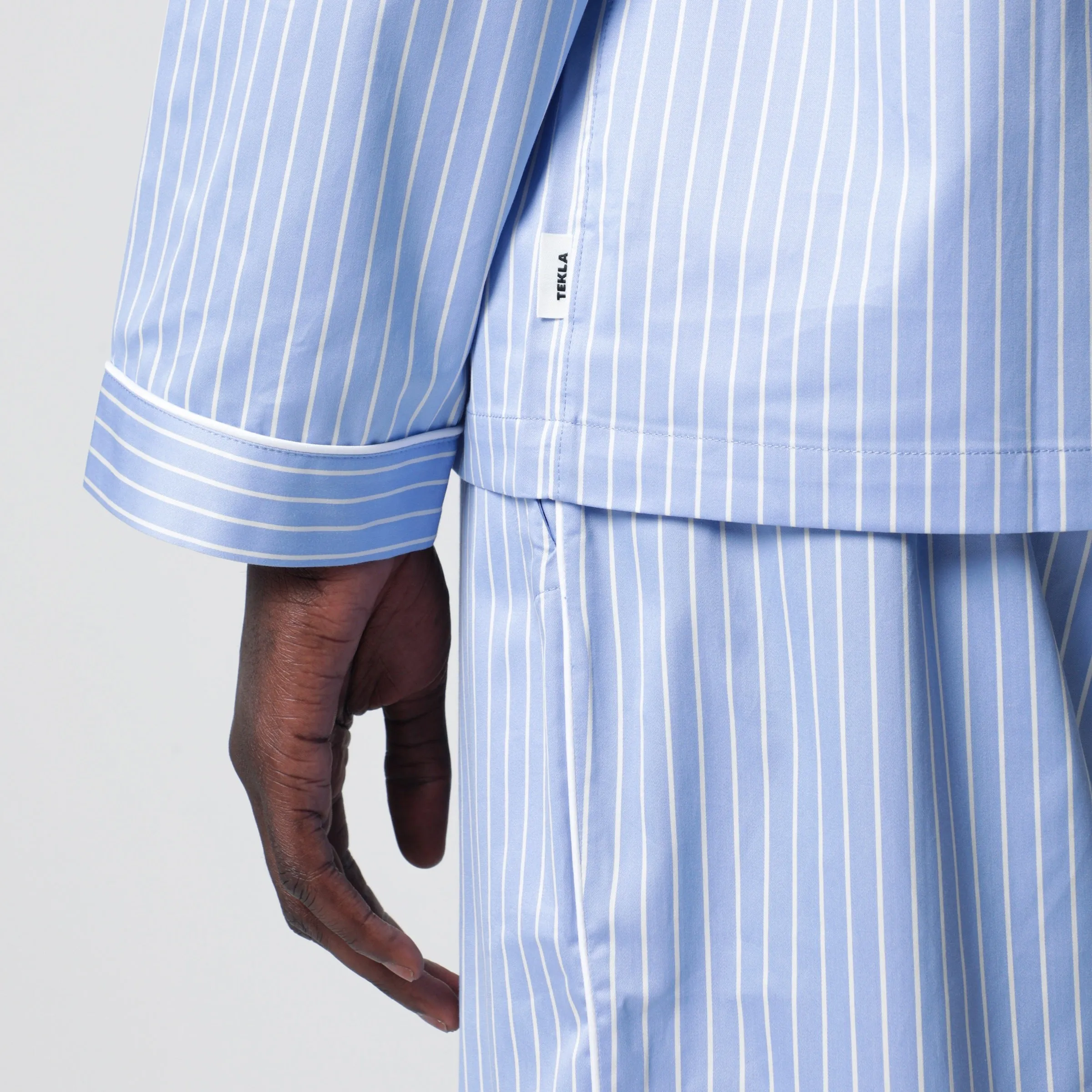 Light Blue Pajama Shirt With White Stripes sold by Wanan Luxury product image thumbnail 2