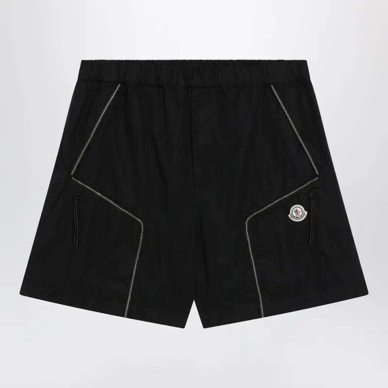 Black Cargo Shorts In Cotton Gabardine made by Moncler