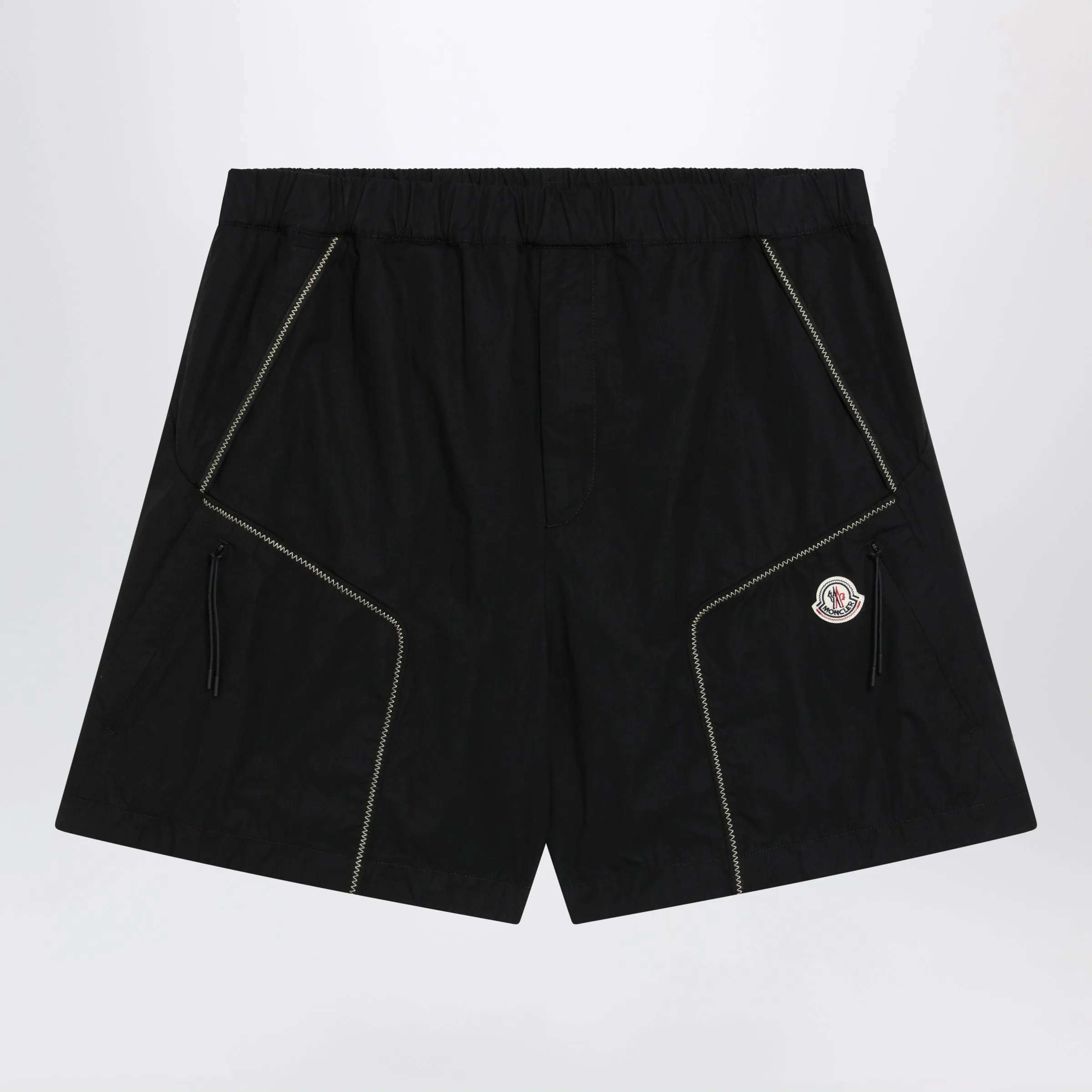 Black Cargo Shorts In Cotton Gabardine sold by Wanan Luxury