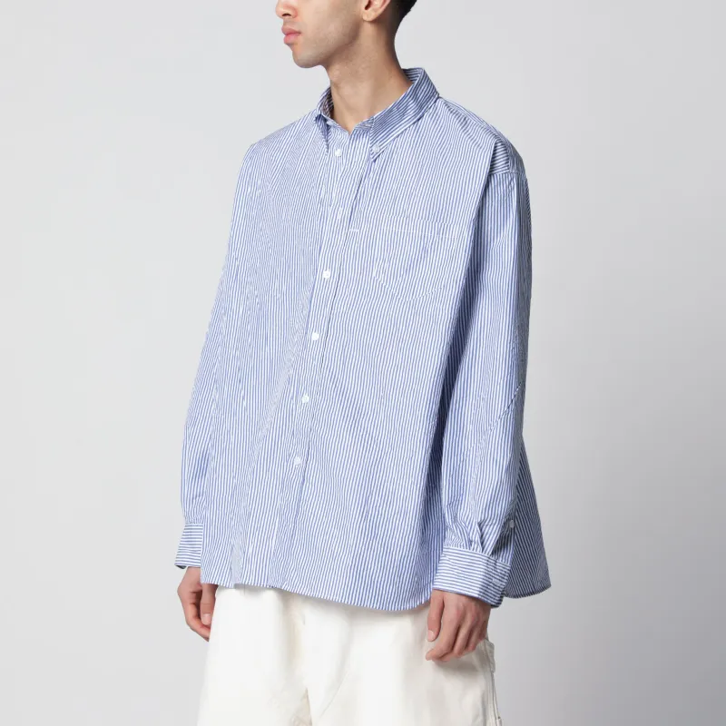 White/Blue Striped Button-Down Shirt made by Willy Chavarria
