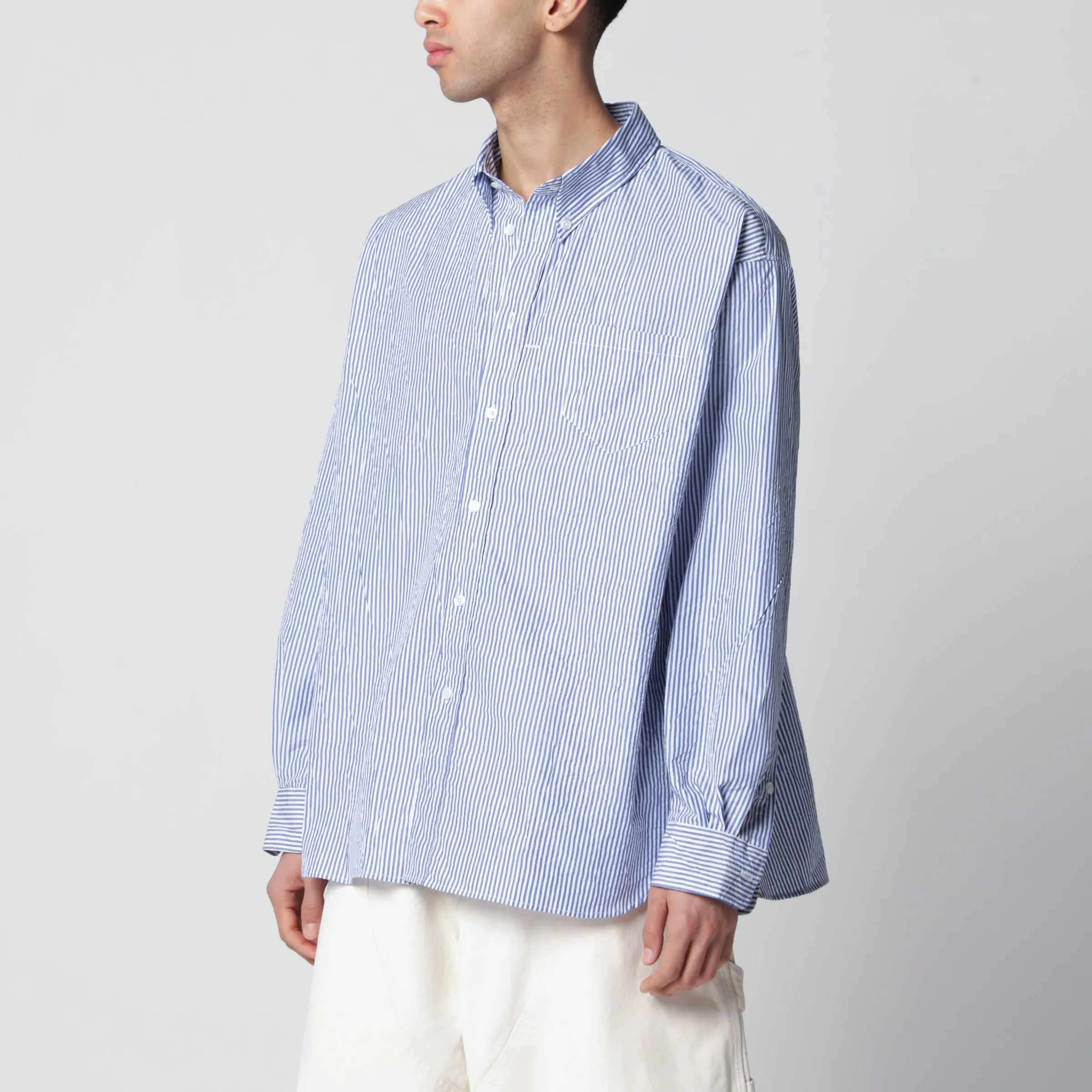 White/Blue Striped Button-Down Shirt sold by Wanan Luxury