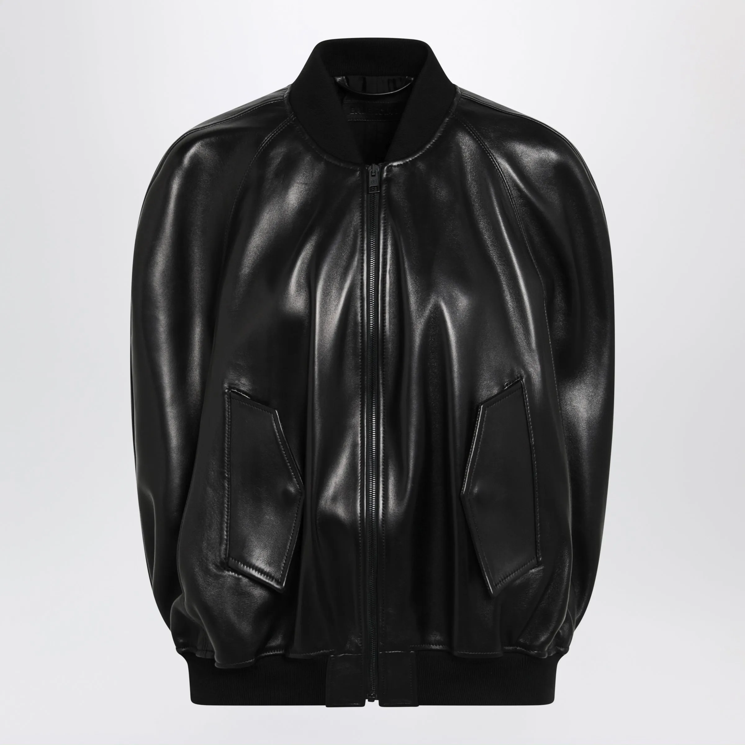 Black Leather Bomber Jacket sold by Wanan Luxury