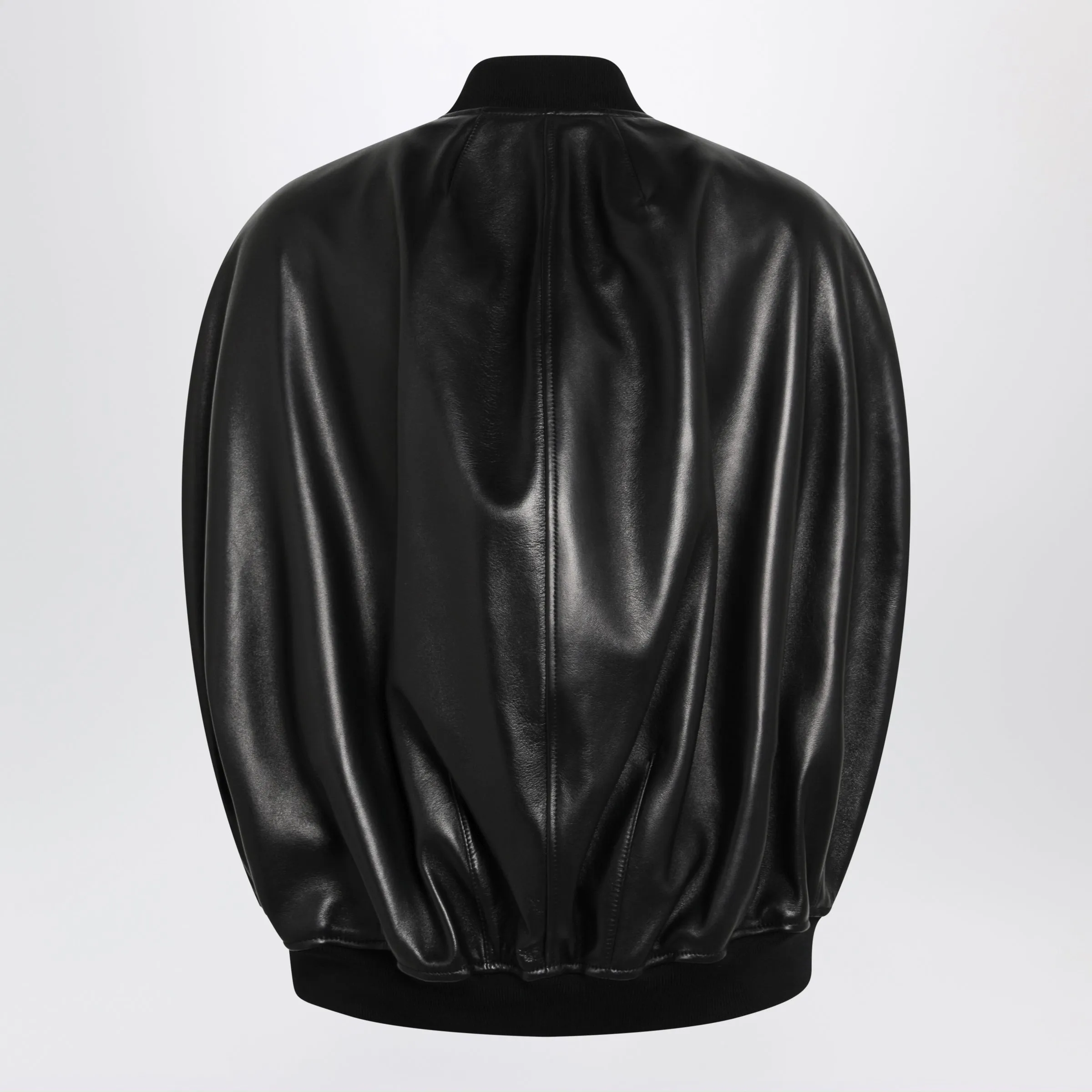 Black Leather Bomber Jacket sold by Wanan Luxury product image thumbnail 2