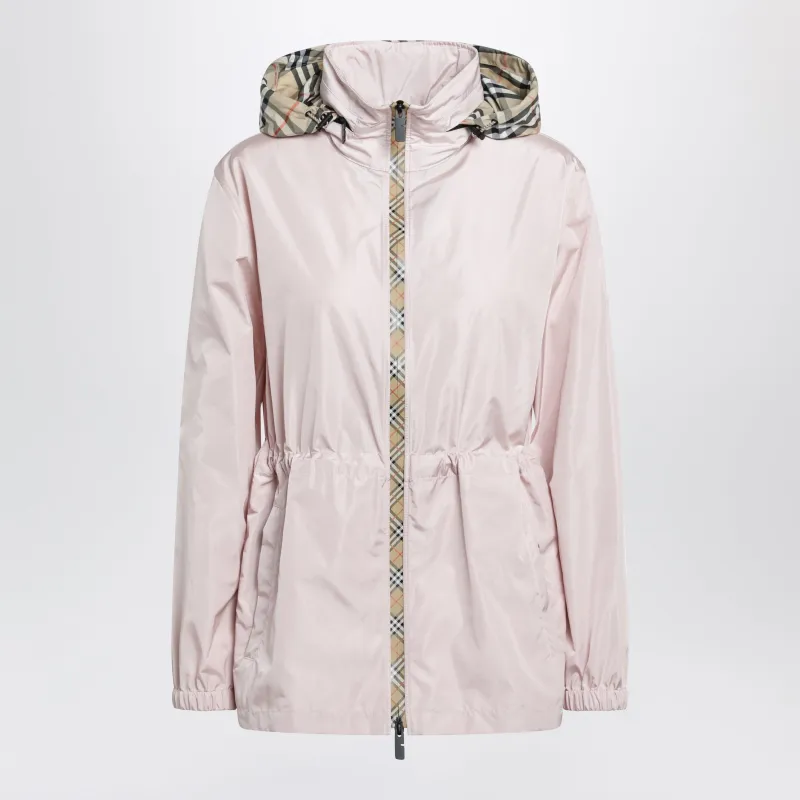 Short Pink Parka In Nylon With Check Tape made by Burberry