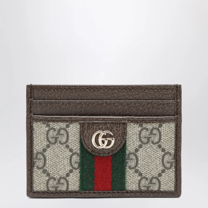 Ophidia Gg Supreme Card Holder In Beige/Dark Brown made by Gucci