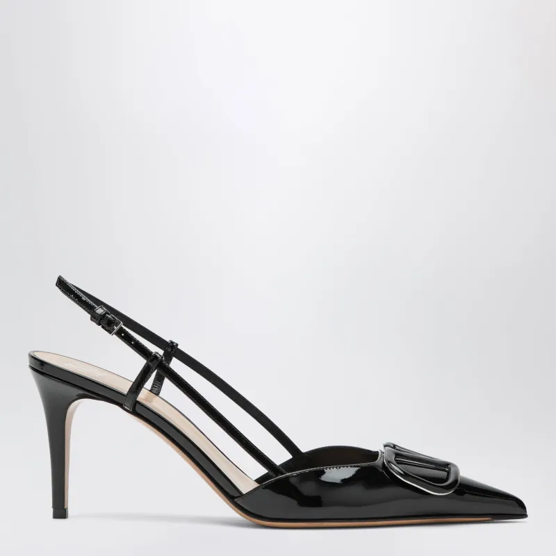 Black Vlogo Signature Patent Leather Slingback Pumps made by Valentino Garavani