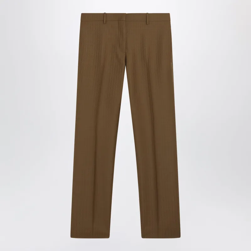 Brown Wool And Mohair Trousers made by Burberry